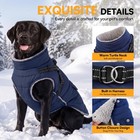 Navy Blue Small Dog Coat With Built-in Harness  Fleece Lined Jacket