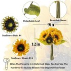 18pcs Yellow Fake Sunflowers Artificial Flowers With Stems Silk Sunflower Bou   