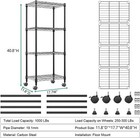 4 Tier Wire Storage Shelves Rack Roll Metal Wire Shelf Narrow Carbon Steel Wheel