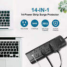 10 Outlet Surge Protector Power Strip With 4 Usb Charging Port Black