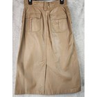 Toffs Skirt Womens Size 12 Tan Genuine Leather Pleated 80s Vintage Retro Midi
