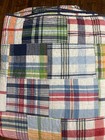 Pottery Barn Kids Blue Madras Plaid Patchwork Reversible Quilt Twin Set Of 2