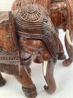 2 Vintage Hand Carved Solid Wood Large Elephant Sculpture Statue Figurine  a6 