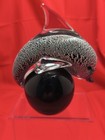 Signed Art Glass Dolphin Animal Figurine On Black Glass Ball Base  Gambaro P  ggi