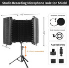 Microphone Isolation Shield  5 Panel Sound Shield With Pop Filter And Tripod Sta