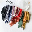 5x200cm Satin Silk Narrow Scarf Neckerchief Solid Neck Scarves Long Silk Thin