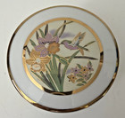 Vintage Japanese Fine China Porcelain Trinket Box With Lid Gold Trim Japan