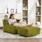 Large Memory Foam Bean Bag Chair With Ottoman  Ergonomic Corduroy Lounger