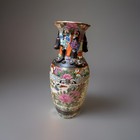 Antique Famille Rose Nanking Chinese Crackle Glazed Vase Qing Dynasty 10    Rare