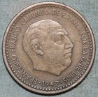 Spain   1947  19  -  56  1 Peseta  franco   rare Key Date