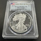 2017-s  Silver Eagle Dollar First Day Of Issue Congrats Set  Pcgs Pr70dcam