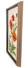 Vtg Riolis Framed Completed Cross Stitch Embroidery Red Wild Poppies With Leaves