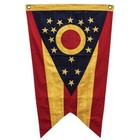 New - Primitive  Patriotic Tea Stained Ohio State Flag Pennant Banner 24  X 38 