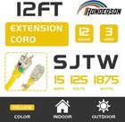 Honderson Indoor Outdoor Extension Cord Weatherproof With 12ft  Yellow