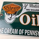 Vintage Oilzum Motor Oils Sign - Gasoline Lubrication Porcelain Gas Pump Sign