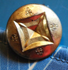 Antique Extra Rich Superfine 7 8  Brass Shank Button Unusual Square Indent 1850s