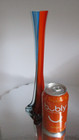Vtg      Cased Red White And Blue Swirl Glass Tall Twisted Bud Vase Bohemian