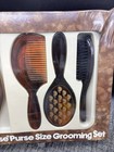 Vintage Lady Tortoise Purse Size Grooming Set Comb Brush Mirror Purse Nos Mcm