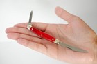 Vintage Hoffritz N y  Germany Pocket Knife Two Steel Blades Red Wooden Handle