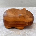Vintage Deborah D Bump Wood Carved Hippopotamus Jewelry Stash Box 8 
