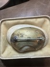 Antique Victorian Real Clam Seashell Brooch With Gold And Silver Sailing Ship