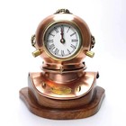 Vintage Style Heavy Brass Diving Helmet With Clock Us Navy Markv Scuba With Base