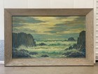      Fine Antique California Plein Air Impressionist Seascape Oil Painting  1940 s