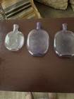 3 Rare Amethyst And Clear Pumpkinseed Antique Whiskey Flasks