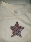 Wonder Nation Kids Sz L 10-12 Plus Fresh Ivory Star Sequined Long Sleve T-shirt