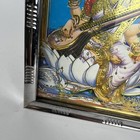 Antique Vintage Old Print Hindu Religious Goddess Saraswati Framed Wall Gold