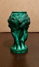 Antique Bohemian Art Deco Czech Malachite Jade Glass Vase