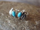 Navajo Sterling Silver Feather Turquoise Post Earrings By Joe