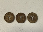 Three  3  New York City Transit Authority Subway Brass Tokens Y-cutout 1970s