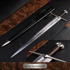 Medieval Arming Long Sword 1065 Steel Full Tang Battle Ready W  Leather Scabbard