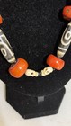 Chinese Dzi Beads  Antique Coral   Glass Snake Beads Amulet Silver Necklace