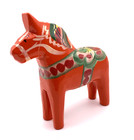 Vintage Swedish Hand Painted Carved Wood Dala Horse 4 Inch Tall W orig  Sticker