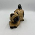 Vintage Ceramic Siamese Cat Figurine 6  Made In Brazil Tan Black Kitty Statue