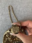 Gold Metal Mesh Mini Evening Bag Purse With Chain   Clasp Top