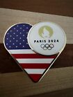 2024 Paris Olympics Pin Badge - Flag Heart With Logo - Usa
