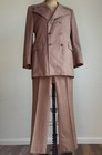 1960s 70s Vintage Double Breasted Suit Men   s Stripe Wool Dramatic Lapels 38