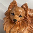 Vintage Pomeranian Dog Brown Ceramic Figure Statue 9 5   