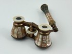 Antique Mop Opera Glasses Lorgnette Mother Of Pearl Folding Handle Binoculars