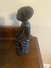 Vintage African Hand Carved Ebony Wood Statue 