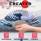Silk Japanese Fan - Bamboo Handheld Folding Fan For Women  Kanagawa Wave Retro S