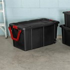 Sterilite Durable 40 Gallon Wheeled Industrial Storage Tote  Black  8 Pack 