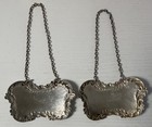 Antique Sterling Silver Bottle Decanter Tags One Each  Brandy And Sherry