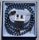 Anna White Gray Pearl Jewelry Set Round Beads Necklace Bracelet And Earrings