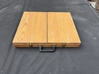 Vintage Handmade Wooden Hinged Artist Painters Box   Travel Box - Brush Holders