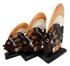 Balinese Wood Handicrafts Tropical Solar Angel Fish Family Set Of 3 Figurines