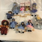 Lot Of 9 Vtg Porcelain  2 Plasticmini Dolls  on Swing  New box   Country Clothes